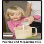 pouring and measuring milk-montessori activities for 4 year olds