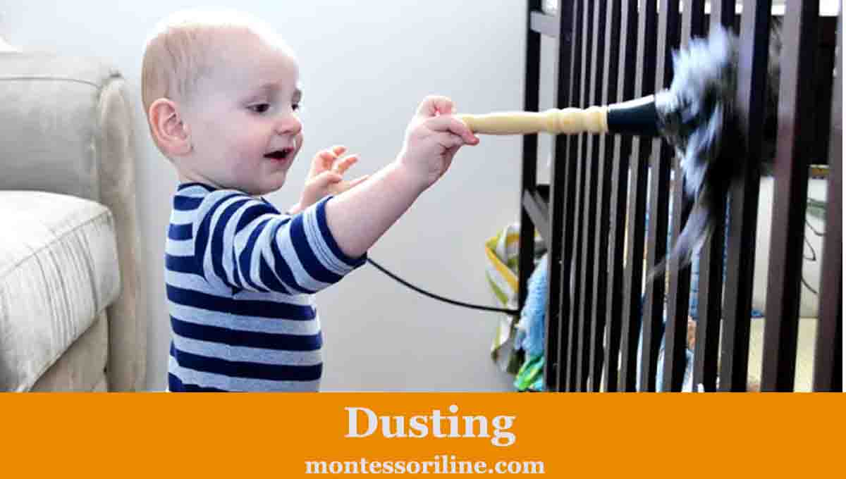 dusting  is a montessori activities for 18 month old