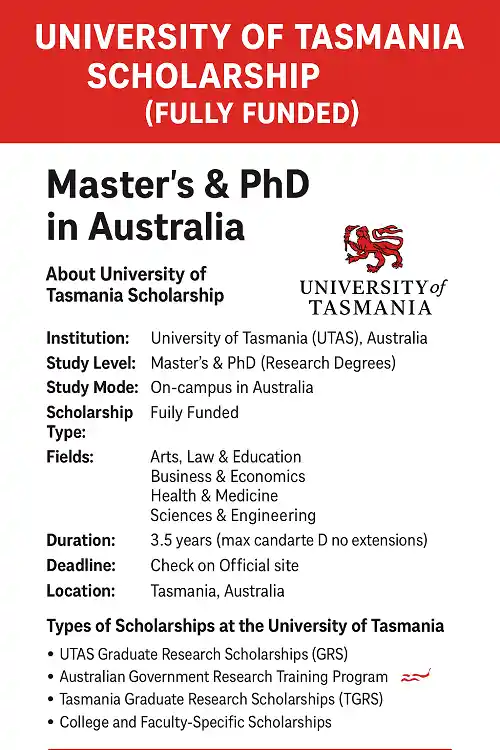 University of Tasmania Scholarship 2026 (Fully Funded)